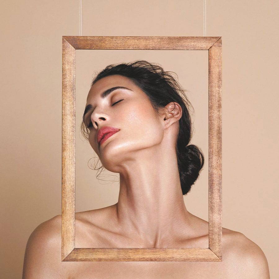 Close-up image of facial skin showing texture